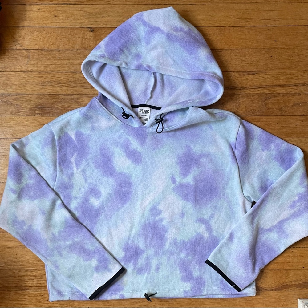 PINK Cropped Pullover Fleece Hoodie